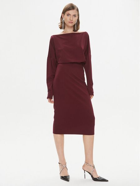 Pinko Sukienka codzienna Bolt 102291 A1CT Bordowy Regular Fit. Czerwone sukienki damskie Pinko, na co dzień, bez wzorów, z wiskozy, bez kołnierzyka, bez ramiączek, proste. Za 809.99 zł.