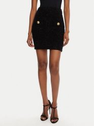 Balmain Spódnica mini DF1LB015KG43 Czarny Slim Fit. Czarne spódnice damskie Balmain, bez wzorów, z syntetyku, mini. Za 4,249.00 zł.