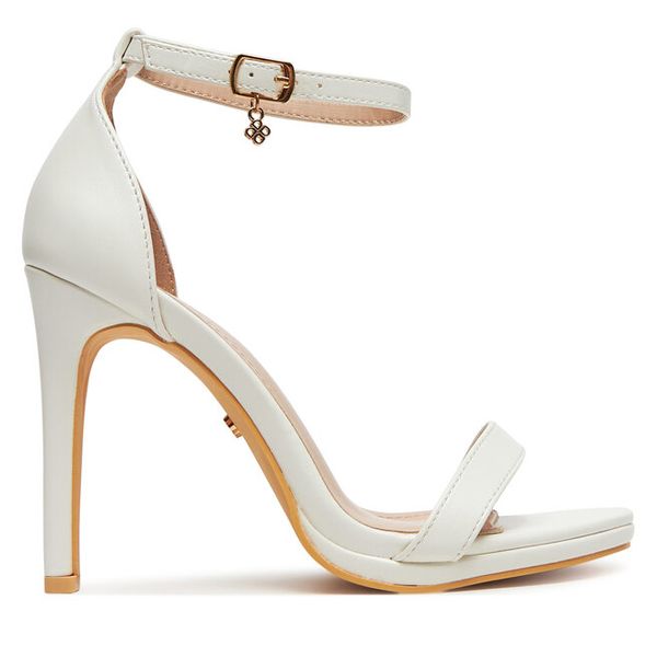 Sandały DeeZee. Białe sandały damskie DeeZee, bez wzorów, bez obcasa, na szpilce, bez zapięcia. Za 139.99 zł.