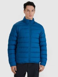 4F Kurtka puchowa z wypełnieniem naturalnym męska - turkusowa L. Niebieskie kurtki męskie 4F, l, bez wzorów, z dzianiny, klasyczne, bez kaptura. Za 499.99 zł.