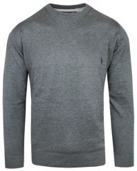 Bawełniany Sweter z Okrągłym Dekoltem - Szary. Szare swetry męskie Threemen, m, bez wzorów, z bawełny, casualowe, bez kołnierzyka, bez ramiączek. Za 159.00 zł.