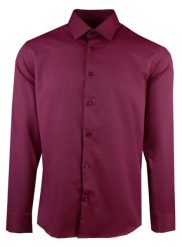 Elegancka, Męska Koszula, Taliowany Krój - Victorio - Bordowa. Czerwone koszule męskie Victorio, m, bez wzorów, z bawełny, eleganckie, bez kołnierzyka, bez ramiączek. Za 139.00 zł.