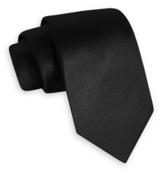 Czarny Klasyczny Szeroki Krawat -Angelo di Monti- 7 cm, Męski, w Tłoczony Prążek. Czarne krawaty i muchy Angelo di Monti, bez wzorów, eleganckie. Za 45.00 zł.