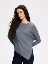 Sweter z bawełną - szary. Szare swetry nierozpinane damskie Reserved, l, bez wzorów, z bawełny, bez kołnierzyka, bez ramiączek. Za 119.99 zł.