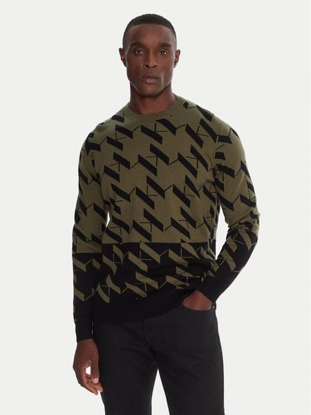 KARL LAGERFELD Sweter 655022 554305 Zielony Regular Fit. Zielone swetry męskie KARL LAGERFELD, m, bez wzorów, z bawełny, bez kołnierzyka, bez ramiączek. Za 889.99 zł.