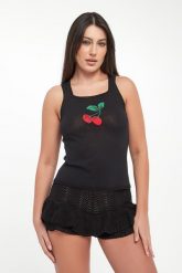 Top damski z nadrukiem czereśni TWINSET. Topy damskie Twinset Milano, s, bez wzorów, bez kołnierzyka, bez ramiączek. Za 629.00 zł.