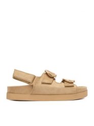 DeeZee Sandały CEO-SG19779-1 Beżowy. Brązowe sandały damskie DeeZee, bez wzorów, z materiału, bez obcasa, na płaskiej podeszwie, bez zapięcia. Za 149.99 zł.