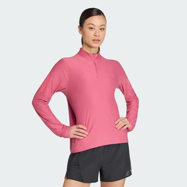 Bluza adi365 Iconic Running 1/2 Zip. Czarne bluzy damskie Adidas, xl, bez wzorów, z dzianiny, klasyczne, bez ramiączek, bez kaptura. Za 219.00 zł.