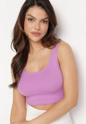 Fioletowy Bawełniany Tank Top Bez Rękawów Lomalia. Fioletowe topy damskie Born2be, l, bez wzorów, z bawełny, bez kołnierzyka, bez ramiączek. Za 19.99 zł.