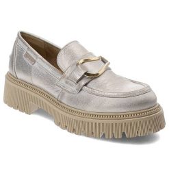 Złote Półbuty Nessi Eleganckie Obuwie Damskie. Żółte półbuty damskie Nessi, bez wzorów, ze skóry, biznesowe, bez obcasa, bez zapięcia. Za 399.99 zł.