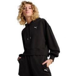 Bluza z kapturem Puma Wardrobe Ess Relaxed Cropped Hoodie, Kobiety. Czarne bluzy damskie Puma, l, bez wzorów, z bawełny, bez ramiączek, z kapturem. Za 390.00 zł.