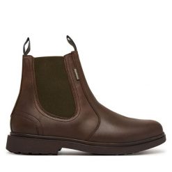 Sztyblety Barbour. Brązowe botki męskie Barbour, bez wzorów, bez obcasa, bez zapięcia. Za 834.99 zł.