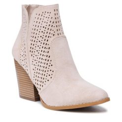 Botki DeeZee. Brązowe botki damskie DeeZee, bez wzorów, bez obcasa, na słupku, bez zapięcia. Za 149.99 zł.