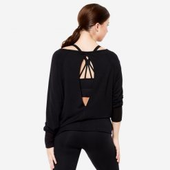 Bluza do tańca nowoczesnego damska Starever. Czarne bluzy damskie STAREVER, xs, w ażurowe wzory, z elastanu, eleganckie, bez ramiączek, bez kaptura. Za 119.99 zł.