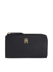 Tommy Hilfiger Portfel Th Feminine Large Slim Wallet AW0AW14890 Czarny. Czarne portfele damskie Tommy Hilfiger, ze skóry. Za 379.99 zł.