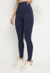 Granatowe Klasyczne Legginsy z Wysokim Stanem Melio. Niebieskie legginsy damskie Born2be, bez wzorów, z jeansu. Za 59.99 zł.