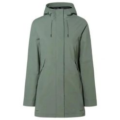 Parka dla kobiet VAUDE Coreway. Zielone parki damskie Vaude, bez wzorów, z materiału, z kapturem. Za 1,290.90 zł.