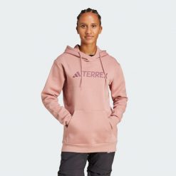 Bluza z kapturem Terrex Multi Large Logo. Czerwone bluzy damskie Adidas, m, bez wzorów, z materiału, bez ramiączek, z kapturem. W wyprzedaży za 179.40 zł.