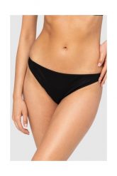 MOSCHINO Czarny dół od bikini ze złotym logo. Czarne bikini MOSCHINO, s, bez wzorów. W wyprzedaży za 249.99 zł.