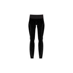 Legginsy Slim Gym & Pilates 560 damskie czarne z szarym nadrukiem. Czarne legginsy damskie DOMYOS, bez wzorów, z bawełny. Za 99.99 zł.