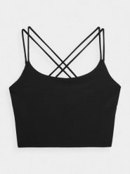 4F Crop top do jogi i pilatesu z materiałów z recyklingu damski XL. Brązowe topy damskie 4F, m, bez wzorów, z materiału, bez kołnierzyka, bez ramiączek. W wyprzedaży za 29.99 zł.