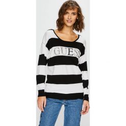 Guess Jeans - Sweter Guia. Czarne swetry nierozpinane damskie Guess Jeans, s, z aplikacjami, z elastanu, bez kołnierzyka, bez ramiączek. W wyprzedaży za 199.90 zł.