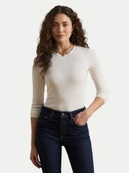 LAUREN RALPH LAUREN Bluzka 200680399002 Biały Slim Fit. Białe bluzki damskie Lauren Ralph Lauren, l, bez wzorów, z bawełny, bez kołnierzyka, bez ramiączek. Za 356.99 zł.