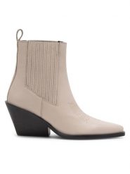 Badura Botki COIMBRA-110432 Biały. Białe botki damskie Badura, bez wzorów, ze skóry, bez obcasa, na słupku, bez zapięcia. Za 399.99 zł.