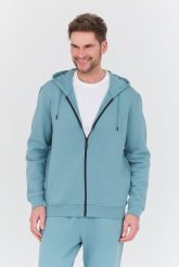 GUESS Turkusowa bluza Aldwin. Niebieskie bluzy męskie Guess, l, z aplikacjami, bez kaptura. W wyprzedaży za 329.99 zł.