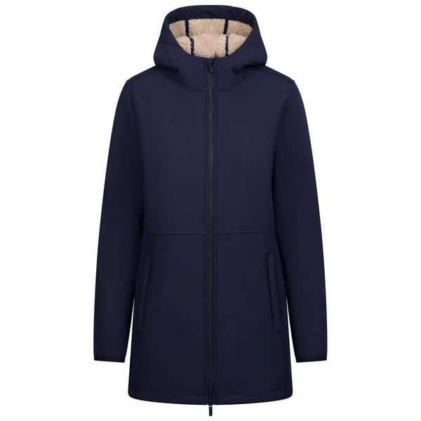 Kurtka Soft Shell Damska Sine. Niebieskie kurtki sportowe damskie Trespass, m, bez wzorów, z futra, bez ramiączek, z kapturem, trekkingowe. Za 410.99 zł.