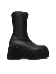 DeeZee Botki W3LH164802 Czarny. Czarne botki damskie DeeZee, bez wzorów, z materiału, bez obcasa, na płaskiej podeszwie, bez zapięcia. Za 219.99 zł.