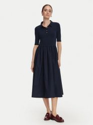 Tommy Hilfiger Sukienka codzienna WW0WW52227 Granatowy Regular Fit. Niebieskie sukienki damskie Tommy Hilfiger, na co dzień, xs, bez wzorów, z bawełny, bez kołnierzyka, bez ramiączek, proste. Za 649.99 zł.