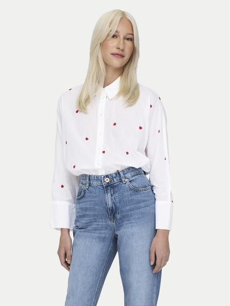 ONLY Koszula New 15283743 Biały Box Fit. Białe koszule damskie ONLY, m, bez wzorów, z bawełny, bez kołnierzyka, bez ramiączek. Za 119.99 zł.