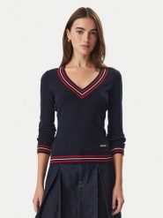 Guess Sweter W6BR89 Z2276 Granatowy Regular Fit. Niebieskie swetry nierozpinane damskie Guess, m, z aplikacjami, z wiskozy, bez kołnierzyka, bez ramiączek. Za 344.99 zł.