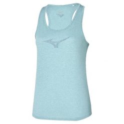 Damski tank top Mizuno. Niebieskie topy damskie Mizuno, bez wzorów, sportowe, bez kołnierzyka, bez ramiączek. Za 78.99 zł.