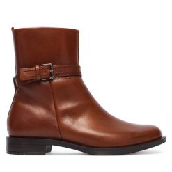Botki ECCO. Brązowe botki damskie ecco, bez wzorów, bez obcasa, na płaskiej podeszwie, bez zapięcia. Za 799.99 zł.