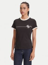 Guess T-Shirt V5YI01 J1314 Czarny Regular Fit. Czarne t-shirty damskie Guess, l, z aplikacjami, z bawełny, bez kołnierzyka, bez ramiączek. Za 93.00 zł.
