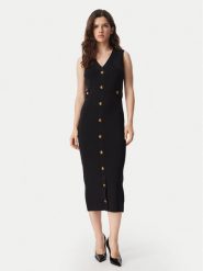 MICHAEL Michael Kors Sukienka dzianinowa MT683J25ZV Czarny Slim Fit. Czarne sukienki damskie MICHAEL Michael Kors, l, bez wzorów, z dzianiny, bez kołnierzyka, bez ramiączek. Za 1,239.00 zł.