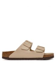 Birkenstock Klapki Arizona 1031510 Beżowy. Brązowe klapki damskie Birkenstock, bez wzorów, z syntetyku, bez obcasa, bez zapięcia. Za 381.99 zł.