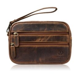 Saszetka męska skórzana do ręki vintage brązowa Paolo Peruzzi T-129-HBR. Brązowe saszetki i nerki męskie bez wzorów, ze skóry. Za 129.00 zł.