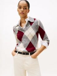Tommy Hilfiger Sweter z dzianiny Kobiety Bawełna szary|czerwony|biały, M. Białe swetry nierozpinane damskie Tommy Hilfiger, m, bez wzorów, z bawełny, klasyczne, bez kołnierzyka, bez ramiączek. Za 549.95 zł.