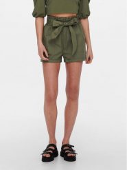 ONLY Szorty materiałowe Smilla 15154906 Khaki Regular Fit. Brązowe szorty damskie ONLY, bez wzorów, z bawełny. Za 139.99 zł.