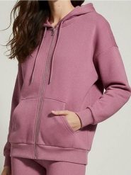 Rozpinana bluza z kapturem basic - fioletowy. Fioletowe bluzy damskie Sinsay, l, bez wzorów, bez ramiączek, z kapturem. Za 49.99 zł.