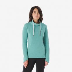 Bluza turystyczna damska Quechua NH100. Zielone bluzy damskie QUECHUA, s, bez wzorów, z bawełny, sportowe, bez ramiączek, bez kaptura. Za 109.99 zł.