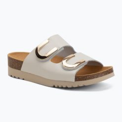 Klapki damskie Scholl Montery 2 Straps Ad Med. Białe klapki damskie Scholl, bez wzorów, z materiału, eleganckie, bez obcasa, bez zapięcia. Za 349.99 zł.