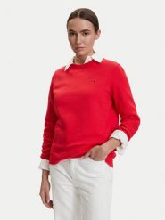 Tommy Jeans Bluza DW0DW19959 Czerwony Regular Fit. Czerwone bluzy damskie Tommy Jeans, xs, bez wzorów, z bawełny, bez ramiączek, bez kaptura. Za 245.99 zł.
