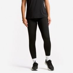 Legginsy fitness damskie Domyos 100 Basic. Czarne legginsy damskie Decathlon, bez wzorów, z elastanu. Za 32.49 zł.