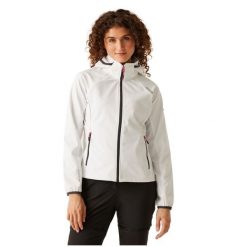 Kurtka softshell turystyczna damska Regatta Bourda. Białe kurtki sportowe damskie Regatta, xl, bez wzorów, z softshellu, bez ramiączek, bez kaptura, trekkingowe. Za 315.45 zł.