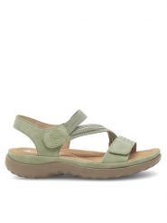 Rieker Sandały 64870-52 Zielony. Zielone sandały damskie Rieker, bez wzorów, z materiału, bez obcasa, na płaskiej podeszwie, bez zapięcia. Za 319.99 zł.