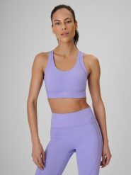 4F Biustonosz treningowy z wysokim wsparciem damski - fioletowy M. Fioletowe bielizna sportowa damska 4F, m, bez wzorów, z gumy. Za 179.99 zł.